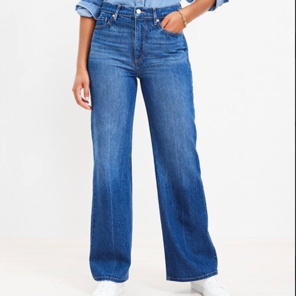 LOFT The Wide Leg Jean Size 27 High Rise CURY FIT